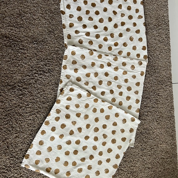 Polka dot throw pillow COVERS ONLY. Gold and white. - Picture 2 of 2